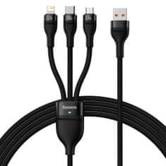 Greatstore Kabel 3v1 USB na USB-C / iPhone Lightning / micro USB 1,2 m - černý