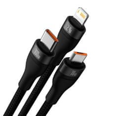 Greatstore Kabel 3v1 USB na USB-C / iPhone Lightning / micro USB 1,2 m - černý