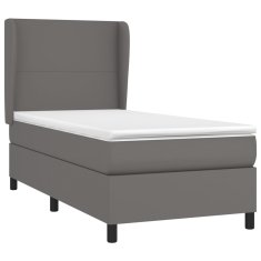 Greatstore Box spring postel s matrací šedá 90x200 cm umělá kůže