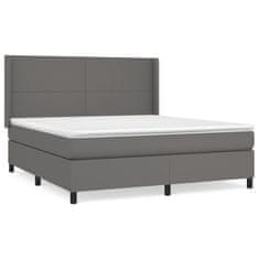 Greatstore Box spring postel s matrací šedá 180x200 cm umělá kůže