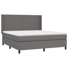 Greatstore Box spring postel s matrací šedá 180x200 cm umělá kůže