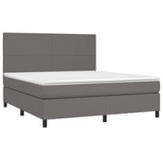 Greatstore Box spring postel s matrací šedá 180x200 cm umělá kůže