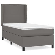 Greatstore Box spring postel s matrací šedá 90x200 cm umělá kůže