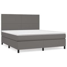 Greatstore Box spring postel s matrací šedá 180x200 cm umělá kůže