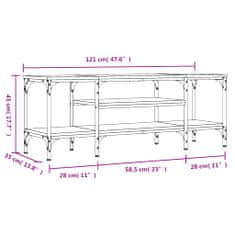 Greatstore TV stolek hnědý dub 121 x 35 x 45 cm kompozitní dřevo a železo