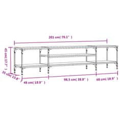 Vidaxl TV stolek černý 201 x 35 x 45 cm kompozitní dřevo a železo