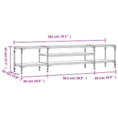 Greatstore TV stolek dub sonoma 201 x 35 x 45 cm kompozitní dřevo a železo