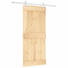 Greatstore Posuvné dveře s kováním 90 x 210 cm masivní borové dřevo