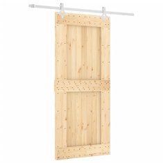 Greatstore Posuvné dveře s kováním 90 x 210 cm masivní borové dřevo