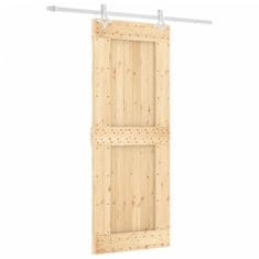 Greatstore Posuvné dveře s kováním 80 x 210 cm masivní borové dřevo