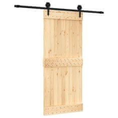 Greatstore Posuvné dveře s kováním 90 x 210 cm masivní borové dřevo