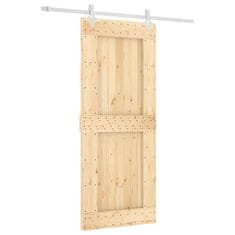 Greatstore Posuvné dveře s kováním 85 x 210 cm masivní borové dřevo