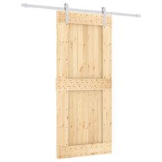 Greatstore Posuvné dveře s kováním 90 x 210 cm masivní borové dřevo