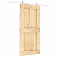 Greatstore Posuvné dveře s kováním 95 x 210 cm masivní borové dřevo