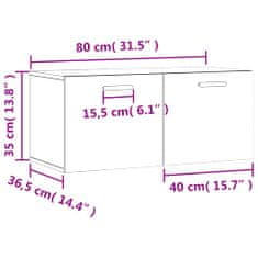 Vidaxl Nástěnná skříňka černá 80 x 36,5 x 35 cm kompozitní dřevo