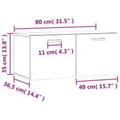 Vidaxl Nástěnná skříňka bílá 80 x 36,5 x 35 cm kompozitní dřevo