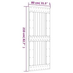 Vidaxl Posuvné dveře s kováním 80 x 210 cm masivní borové dřevo