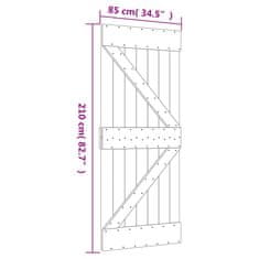 Vidaxl Posuvné dveře s kováním 85 x 210 cm masivní borové dřevo