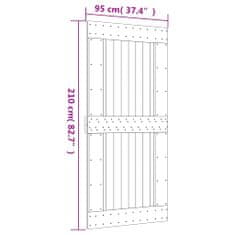 Vidaxl Posuvné dveře s kováním 95 x 210 cm masivní borové dřevo