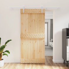 Greatstore Posuvné dveře s kováním 95 x 210 cm masivní borové dřevo