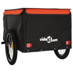 Vidaxl Vozík za kolo černý a oranžový 45 kg železo
