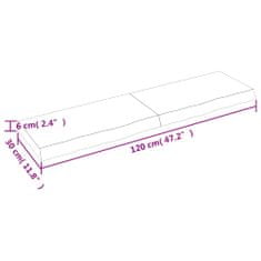 Vidaxl Koupelnová deska tmavě hnědá 120x30x(2-6) cm ošetřený masiv