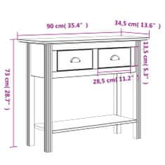 Vidaxl Konzolový stolek BODO šedý 90 x 34,5 x 73 cm masivní borovice
