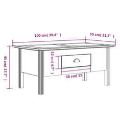 Greatstore Konferenční stolek BODO šedý 100 x 55 x 45 cm masivní borovice