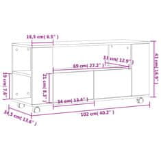 Vidaxl TV skříňka bílá 102 x 34,5 x 43 cm kompozitní dřevo