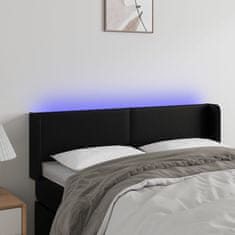 Vidaxl Čelo postele s LED černé 147 x 16 x 78/88 cm umělá kůže