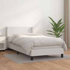 Vidaxl Box spring postel s matrací bílá 90x190 cm umělá kůže