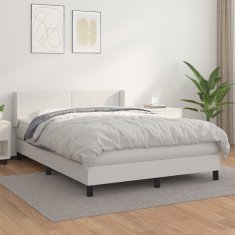 Vidaxl Box spring postel s matrací bílá 140 x 190 cm umělá kůže