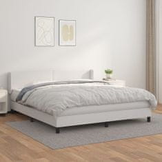 Vidaxl Box spring postel s matrací bílá 160x200 cm umělá kůže