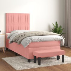 Vidaxl Box spring postel s matrací růžová 80 x 200 cm samet