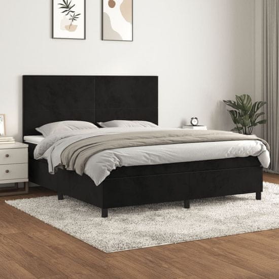 Greatstore Box spring postel s matrací černá 160x200 cm samet