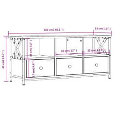 Vidaxl TV skříňka černá 102 x 33 x 45 cm kompozitní dřevo a železo