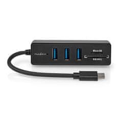 Nedis CCGB64250BK01 USB hub 1x USB-C na 3x USB-A + čtečka paměťových karet SD/MicroSD, 5 Gbps