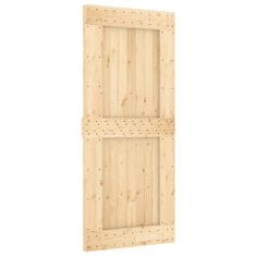 Greatstore Posuvné dveře s kováním 90 x 210 cm masivní borové dřevo