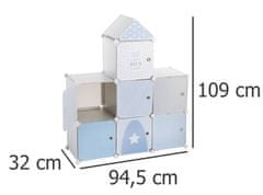 Atmosphera Dětská skříň s poličkami, 94,5 x 32 x 109 cm, modrá