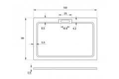 WellMall HARD 100x90x3,5 obdélníková mramorová vanička