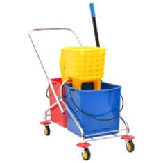 Vidaxl Úklidový vozík s kbelíky a ždímačkou PP a chromovaná ocel