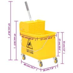 Vidaxl Kbelík na mop se ždímačkou a kolečky žlutý 20 l polypropylen