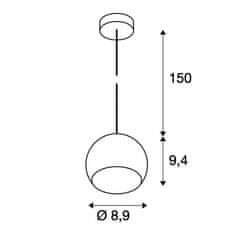 SLV BIG WHITE LIGHT EYE BALL, závěsné svítidlo, LED GU10, černá/chrom, černý textilní kabel, stropní rozeta černá/chrom, 5 W 133490