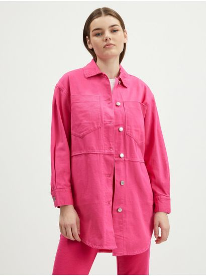 ONLY Tmavě růžová dámská oversize košilová bunda ONLY Drew
