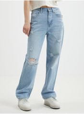 ONLY Světle modré dámské straight fit džíny s potrhaným efektem ONLY Dean 30/30