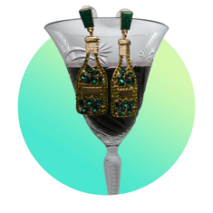 Flor de Cristal Náušnice Prosecco - zelená lahev