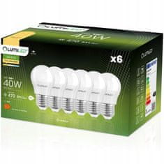 LUMILED 6x LED žárovka E27 P45 5W = 40W 470lm 3000K Teplá bílá 180°