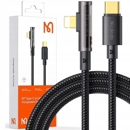 Mcdodo Kabel Mcdodo Prism, pro iPhone, USB-C, úhlový, vysokorychlostní, 36 W, 1,2 m CA-3390