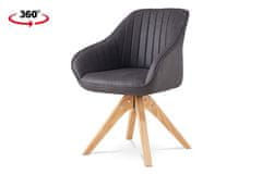 Autronic Moderní jídelní židle Jídelní židle, šedá látka v dekoru broušené kůže, nohy masiv kaučukovník (HC-772 GREY3)