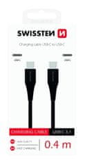 SWISSTEN USB kabel USB-C/ USB-C, 0, 4m - černý